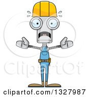 Poster, Art Print Of Cartoon Skinny Scared Robot Construction Worker