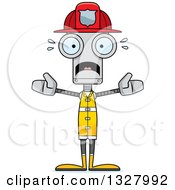 Poster, Art Print Of Cartoon Skinny Scared Robot Firefighter