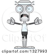 Poster, Art Print Of Cartoon Skinny Scared Fitness Robot