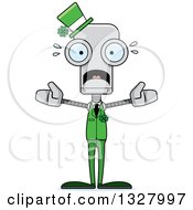 Poster, Art Print Of Cartoon Skinny Scared St Patricks Day Robot