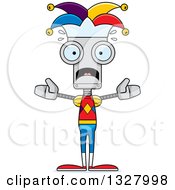 Poster, Art Print Of Cartoon Skinny Scared Robot Jester