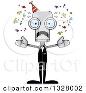 Poster, Art Print Of Cartoon Skinny Scared Party Robot