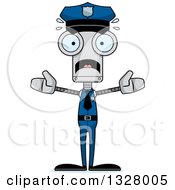 Poster, Art Print Of Cartoon Skinny Scared Robot Police Officer