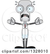 Poster, Art Print Of Cartoon Skinny Scared Robot Scientist