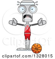 Poster, Art Print Of Cartoon Skinny Scared Robot Basketball Player