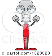 Clipart Of A Cartoon Skinny Mad Robot In Pjs Royalty Free Vector Illustration by Cory Thoman