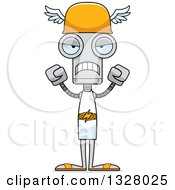Clipart Of A Cartoon Skinny Mad Robot Hermes Royalty Free Vector Illustration