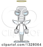 Clipart Of A Cartoon Skinny Mad Angel Robot Royalty Free Vector Illustration