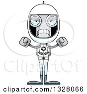 Clipart Of A Cartoon Skinny Mad Astronaut Robot Royalty Free Vector Illustration