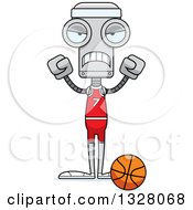 Poster, Art Print Of Cartoon Skinny Mad Robot Basketball Player