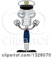 Clipart Of A Cartoon Skinny Mad Robot Captain Royalty Free Vector Illustration