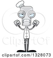 Clipart Of A Cartoon Skinny Mad Chef Robot Royalty Free Vector Illustration