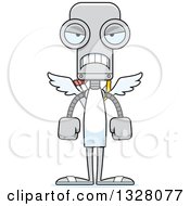 Clipart Of A Cartoon Skinny Mad Robot Cupid Royalty Free Vector Illustration