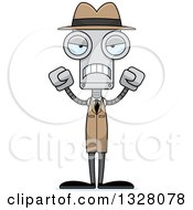 Clipart Of A Cartoon Skinny Mad Robot Detective Royalty Free Vector Illustration