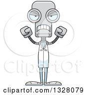 Clipart Of A Cartoon Skinny Mad Robot Doctor Royalty Free Vector Illustration