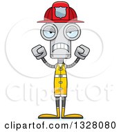 Poster, Art Print Of Cartoon Skinny Mad Robot Firefighter