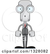 Clipart Of A Cartoon Skinny Surprised Business Robot Royalty Free Vector Illustration
