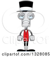 Clipart Of A Cartoon Skinny Sad Robot Circus Ringmaster Royalty Free Vector Illustration