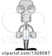 Clipart Of A Cartoon Skinny Sad Robot Scientist Royalty Free Vector Illustration