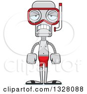 Poster, Art Print Of Cartoon Skinny Sad Robot In Snorkel Gear