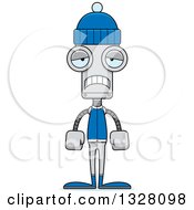 Poster, Art Print Of Cartoon Skinny Sad Winter Robot