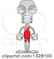 Clipart Of A Cartoon Skinny Sad Robot Wrestker Royalty Free Vector Illustration