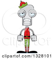 Clipart Of A Cartoon Skinny Sad Robot Christmas Elf Royalty Free Vector Illustration