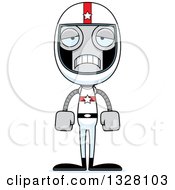 Clipart Of A Cartoon Skinny Sad Robot Race Car Driver Royalty Free Vector Illustration