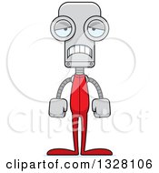 Clipart Of A Cartoon Skinny Sad Robot In Pjs Royalty Free Vector Illustration by Cory Thoman