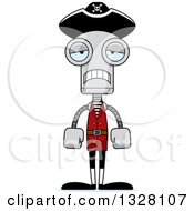 Clipart Of A Cartoon Skinny Sad Pirate Robot Royalty Free Vector Illustration