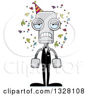 Poster, Art Print Of Cartoon Skinny Sad Party Robot