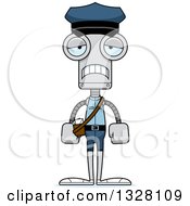 Clipart Of A Cartoon Skinny Sad Robot Mailman Royalty Free Vector Illustration