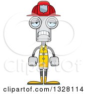 Poster, Art Print Of Cartoon Skinny Sad Robot Firefighter