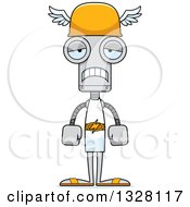 Clipart Of A Cartoon Skinny Sad Robot Hermes Royalty Free Vector Illustration