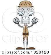 Clipart Of A Cartoon Skinny Mad Zookeeper Robot Royalty Free Vector Illustration