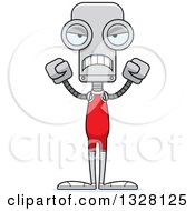 Poster, Art Print Of Cartoon Skinny Mad Robot Wrestler