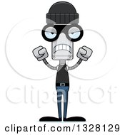 Clipart Of A Cartoon Skinny Mad Robot Robber Royalty Free Vector Illustration