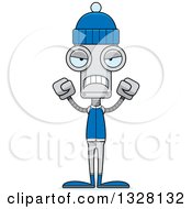 Poster, Art Print Of Cartoon Skinny Mad Winter Robot