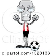 Poster, Art Print Of Cartoon Skinny Mad Robot Soccer Player