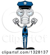 Clipart Of A Cartoon Skinny Mad Robot Police Officer Royalty Free Vector Illustration