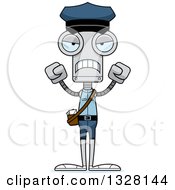 Clipart Of A Cartoon Skinny Mad Robot Mailman Royalty Free Vector Illustration by Cory Thoman