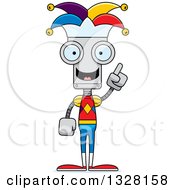 Poster, Art Print Of Cartoon Skinny Jester Robot With An Idea