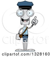 Clipart Of A Cartoon Skinny Robot Mailman With An Idea Royalty Free Vector Illustration by Cory Thoman