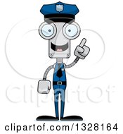 Poster, Art Print Of Cartoon Skinny Robot Police Officer With An Idea