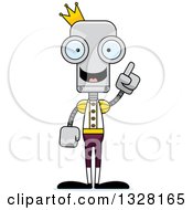 Clipart Of A Cartoon Skinny Robot Prince With An Idea Royalty Free Vector Illustration