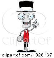 Clipart Of A Cartoon Skinny Robot Circus Ringmaster With An Idea Royalty Free Vector Illustration