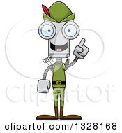 Clipart Of A Cartoon Skinny Robot With An Idea Royalty Free Vector Illustration