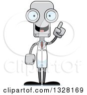 Poster, Art Print Of Cartoon Skinny Robot Scientist With An Idea
