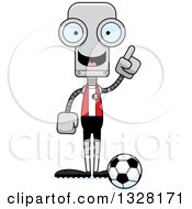 Clipart Of A Cartoon Skinny Robot Soccer Player With An Idea Royalty Free Vector Illustration
