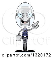 Poster, Art Print Of Cartoon Skinny Futuristic Space Robot With An Idea